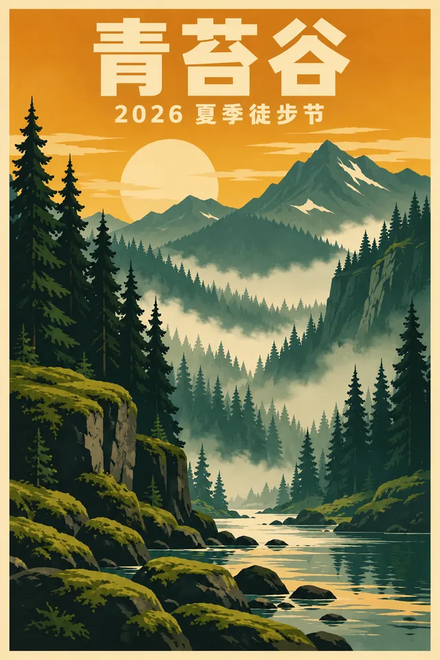 Vintage travel poster titled Moss Valley (After)
